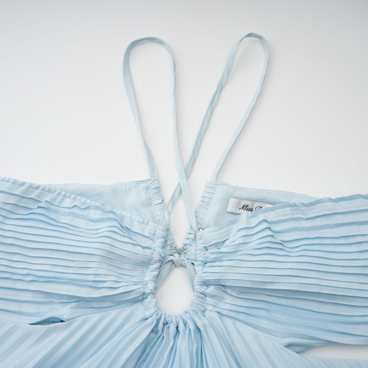 Andréa Blue Pleated Maxi Dress with Cutout Detail