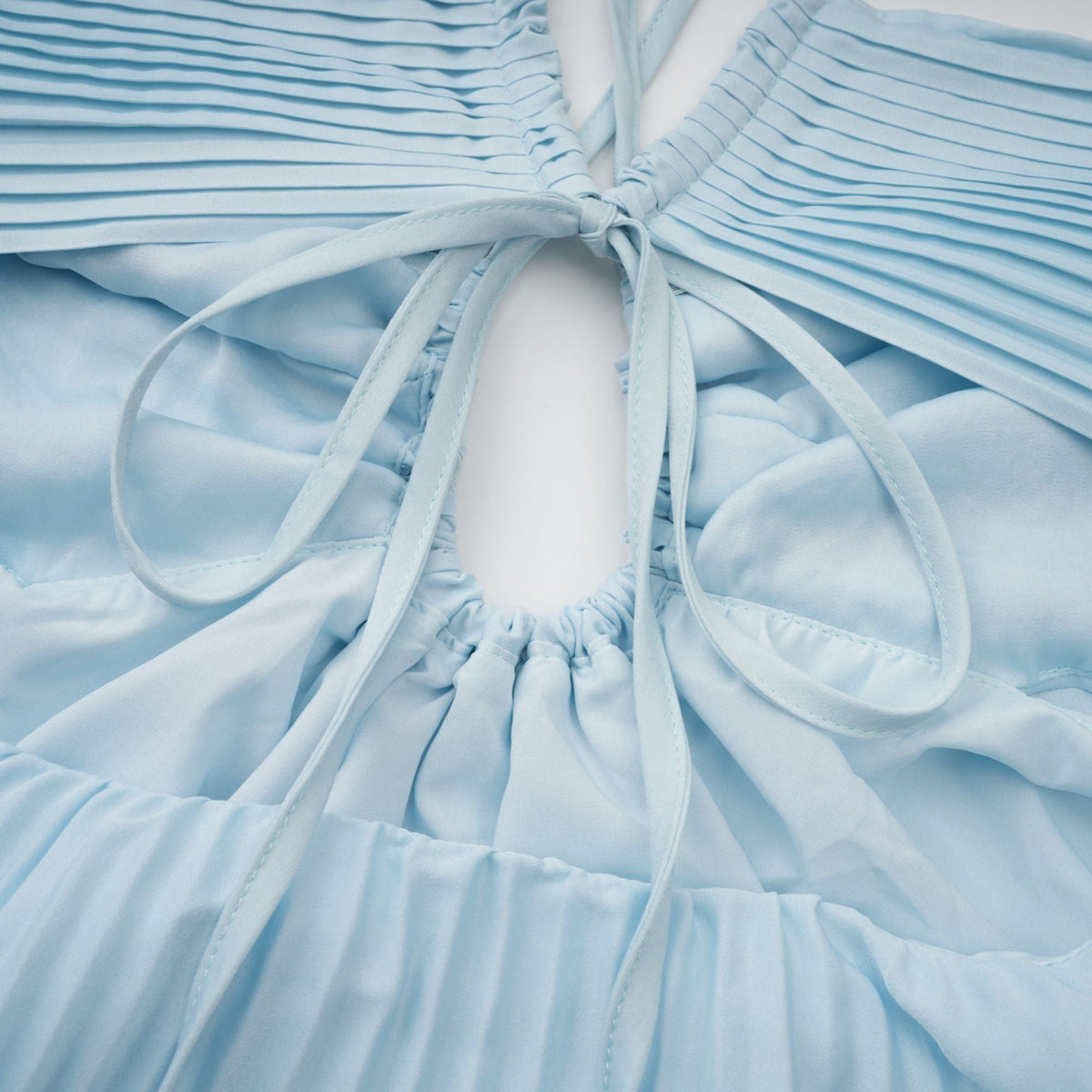 Andréa Blue Pleated Maxi Dress with Cutout Detail