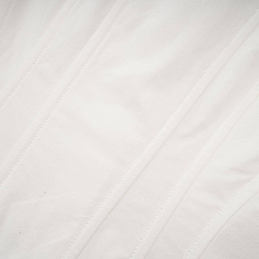 Orlane white cinched-waist pleated mini shirt dress