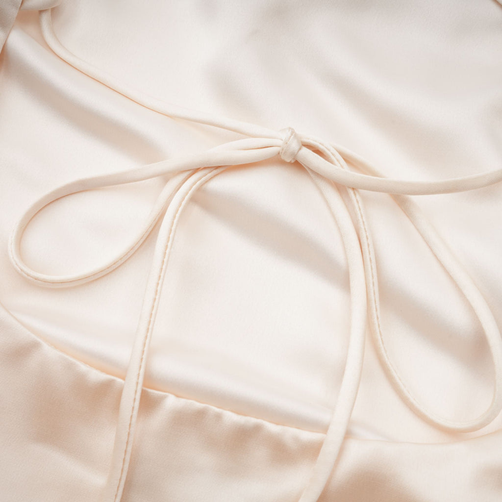 Thérèse neutral scarf-design satin maxi dress