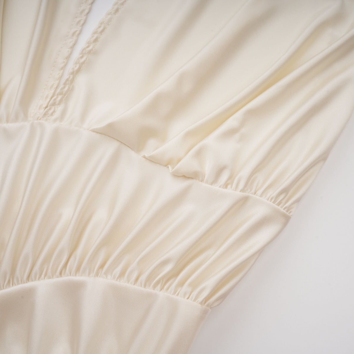 Vilhelmiina Cream White Halterneck Shirred Maxi Dress