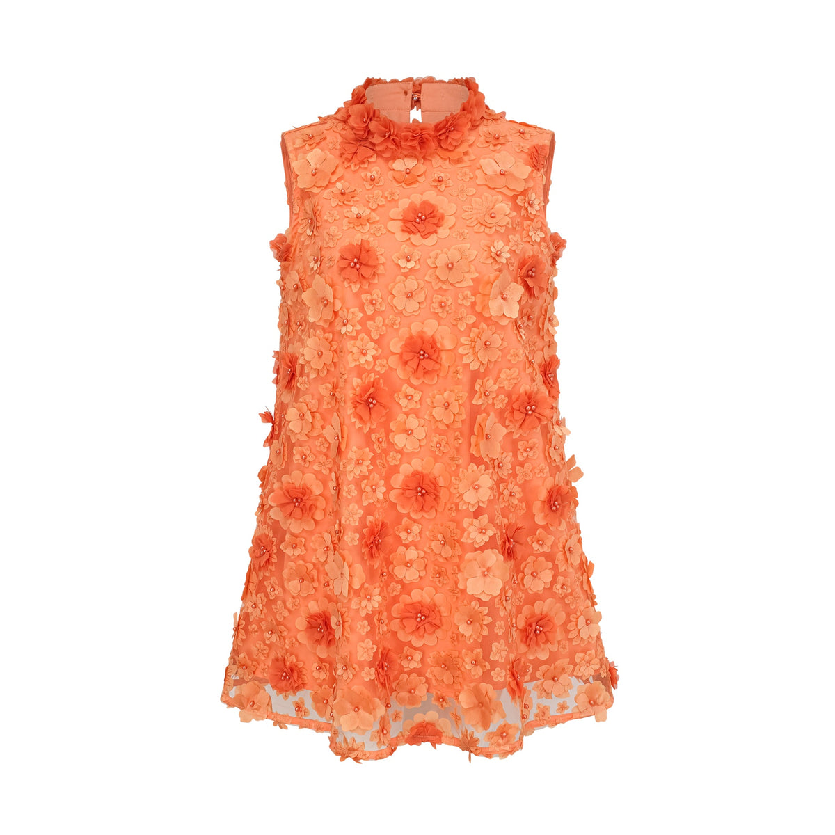 Orphée orange faux-flower mini dress
