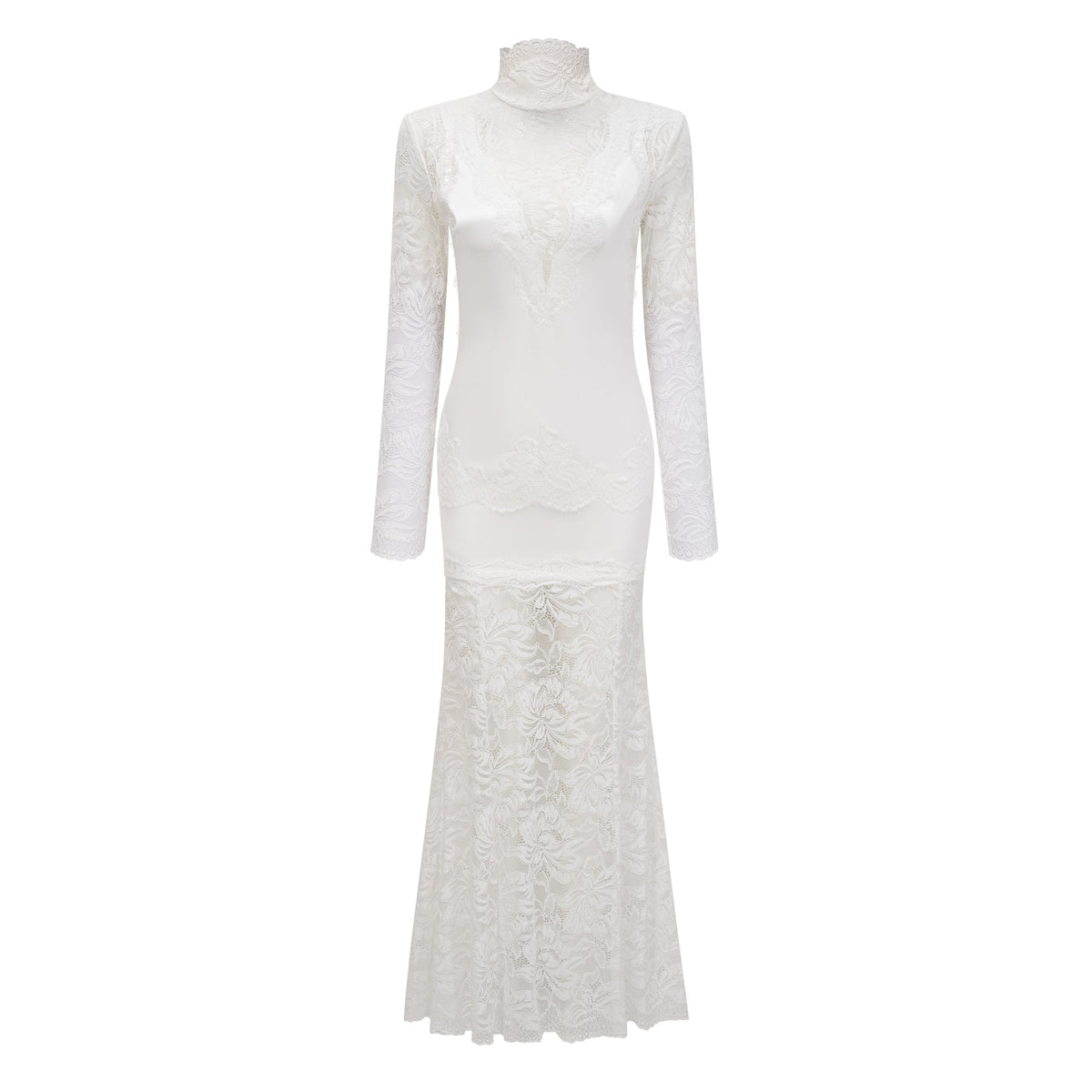 Airelle White Satin Panel Lace Maxi Dress