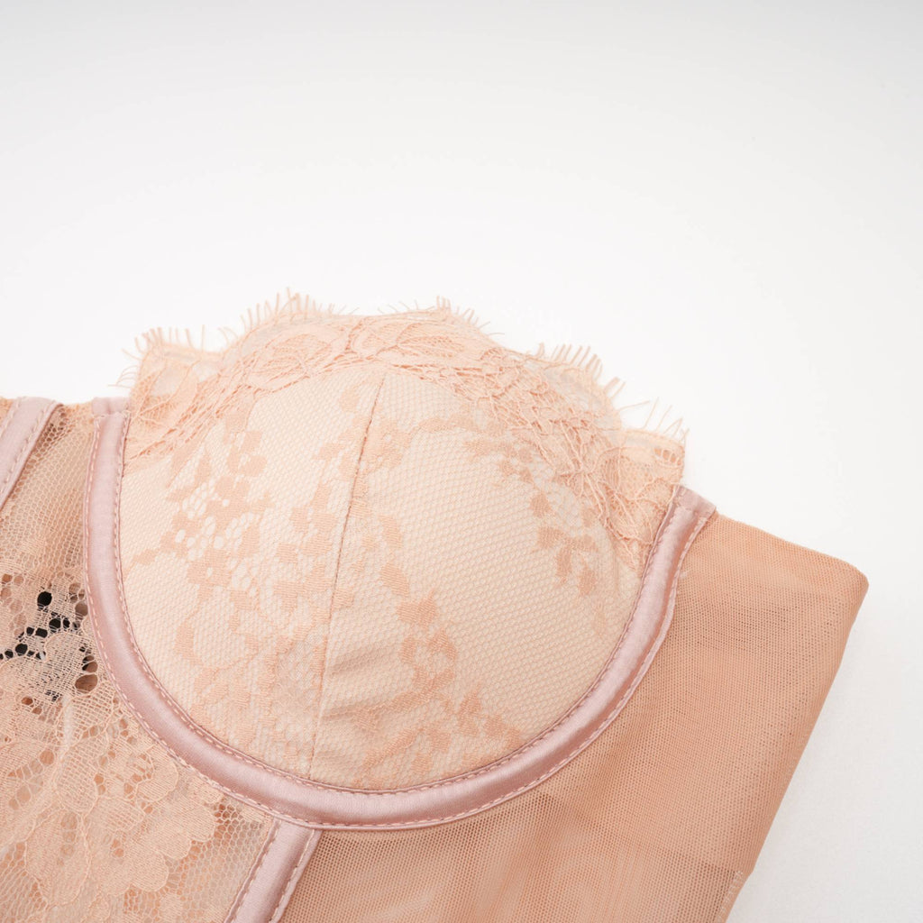 Eilís Pink Bustier Mesh Maxi Dress