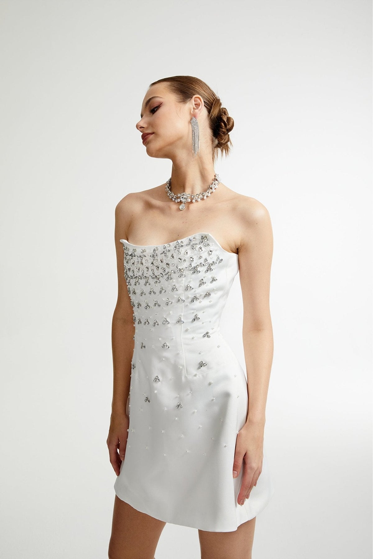 Melisande white embellished mini dress