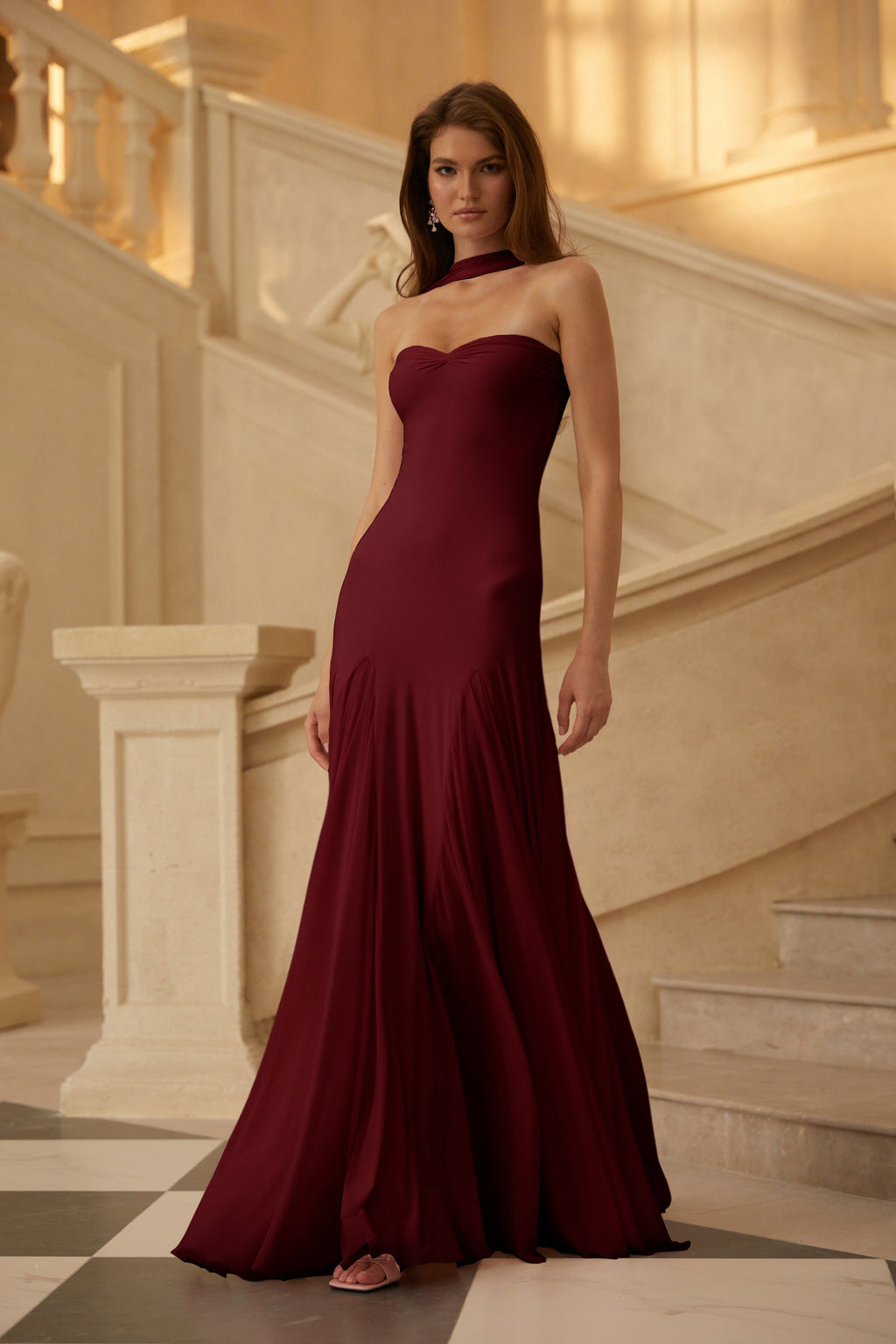 Rêverie Red Sweetheart Neck Maxi Dress