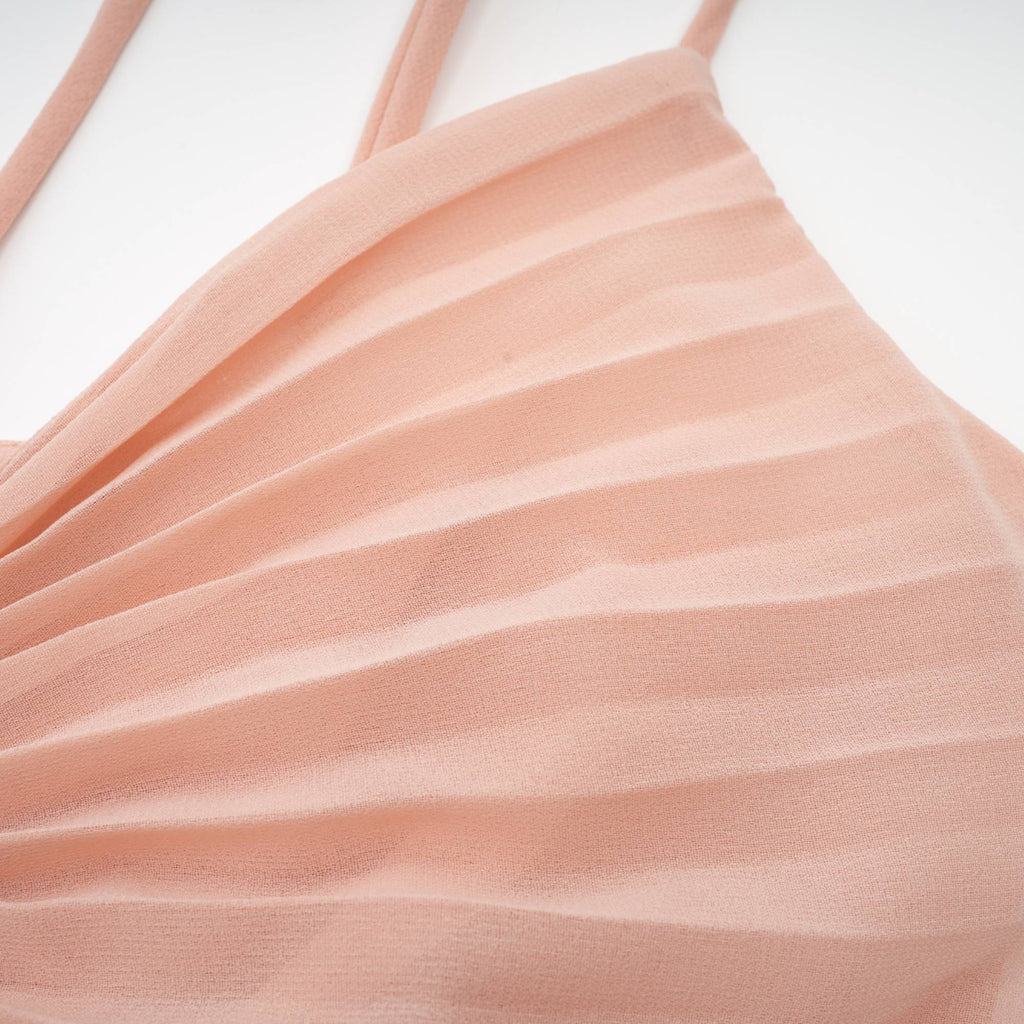 Olympe pink pleated tiered midi dress