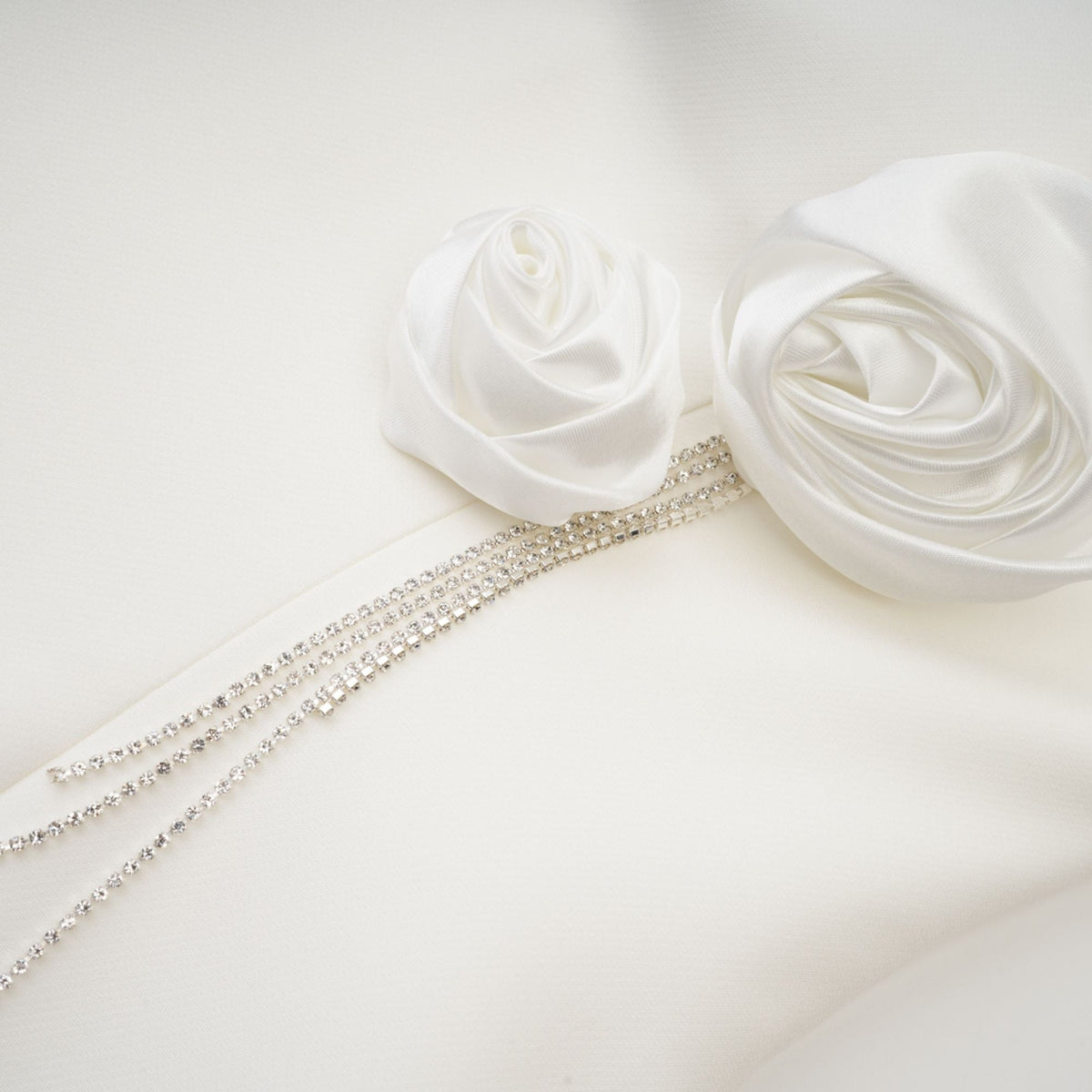 Rosalie white faux-flower mini dress