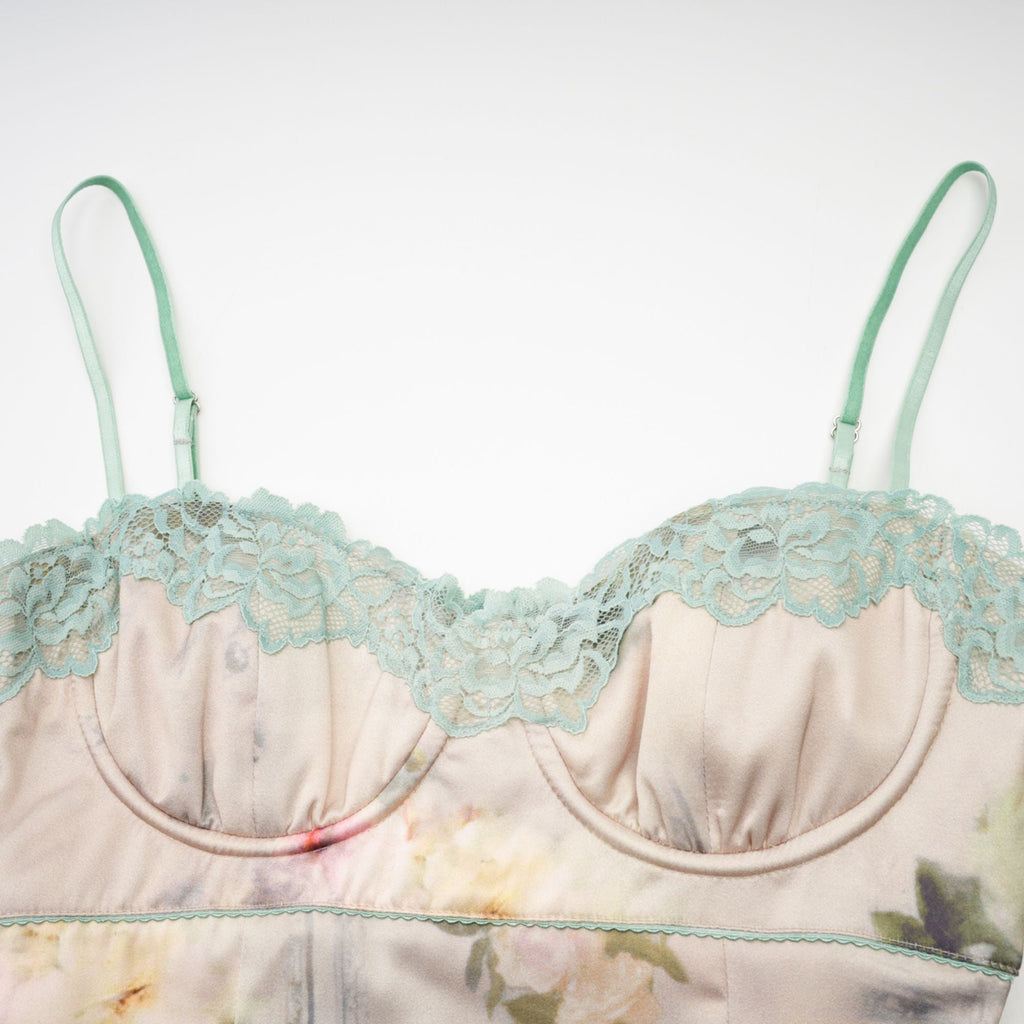 Sanne floral-print lace-trim midi dress